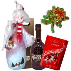Комплект за Коледа - Фиброоптична фея, бонбони и вино 