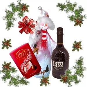 Комплект за Коледа - Фиброоптична фея, бонбони и вино 