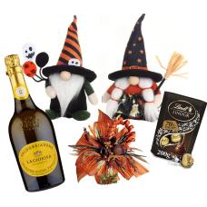 Хелоуин подаръци за празника с вино и бонбони