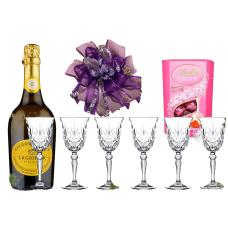 Crystal wine glasses, wine and candy - Luxury gift idea