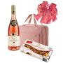 Козметична пътна чанта за дама, вино и бонбони Козметична пътна чанта за дама, вино и бонбони