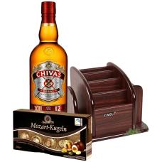 Mahogany desk organizer, wine and candy 