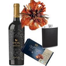 Идея мъжки Коледен подарък - Джобна бутилка, Вино, Трюфели