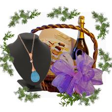 Aquamarine Necklace in Gift Basket