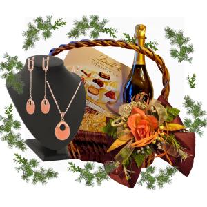 luxury gift basket with semi-precious stone jewelry