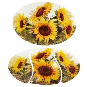 Glass plateau of 4 pieces Sunflowers - Table accessories