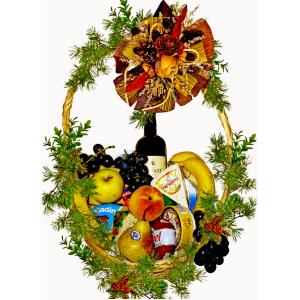 Кошница със сирене и плодове - елегантен гурме подарък