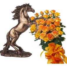 Алегра # 6 - Букет от рози и Статуетка Жребец 