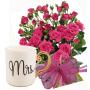 Geraldine# 12 - Bouquet of roses and a gift porcelain cup - Mrs.