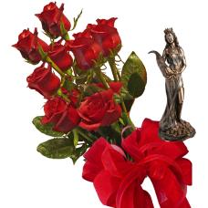 Рози и  фигурка на Фортуна - Символ на промяната