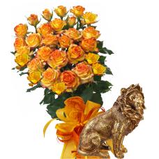 Алегра # 10 - Букет от рози и Статуетка лъв