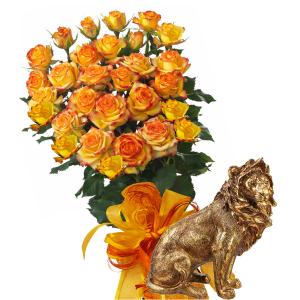Алегра # 10 - Букет от рози и Статуетка лъв