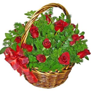 Кошница с червени рози - Фантазия